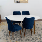 Rixos Dining set with 4 Evette Blue Dining Chairs | Mid in Mod | Houston TX | Best Furniture stores in Houston