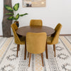 Aliana Dining Set with 4 Evette Gold Chairs (Walnut) | Mid in Mod | Houston TX | Best Furniture stores in Houston