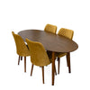 Rixos Walnut Dining set -   4 Evette Gold Chairs  | MidinMod | Houston TX | Best Furniture stores in Houston