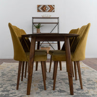 Rixos Walnut Dining set -   4 Evette Gold Chairs  | MidinMod | Houston TX | Best Furniture stores in Houston