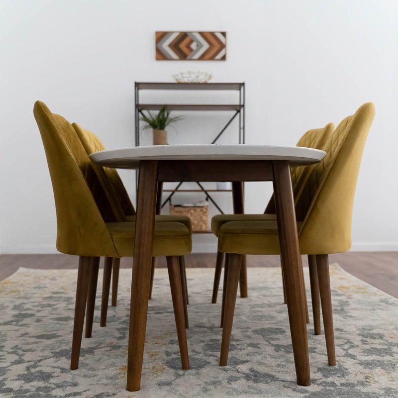 Rixos Dining Set - 4 Evette Gold Dining Chairs | MidinMod | Houston TX | Best Furniture stores in Houston