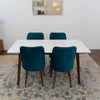 Alpine Large White Dining set with 4 Evette Teal Dining Chairs | Mid in Mod | Houston TX | Best Furniture stores in Houston