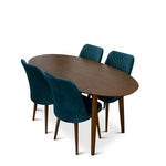 Rixos Dining set with 4 Evette Teal Dining Chairs (Walnut) | Mid in Mod | Houston TX | Best Furniture stores in Houston