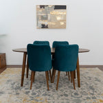 Rixos Dining set with 4 Evette Teal Dining Chairs (Walnut) | Mid in Mod | Houston TX | Best Furniture stores in Houston