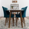 Dining Set Rixos White Table with 4 Evette Teal Chairs | Mid in Mod | Houston TX | Best Furniture stores in Houston