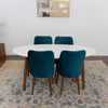 Dining Set Rixos White Table with 4 Evette Teal Chairs | Mid in Mod | Houston TX | Best Furniture stores in Houston