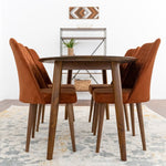 Rixos  Walnut Dining set - 4 Evette Orange Chairs | MidinMod | Houston TX | Best Furniture stores in Houston