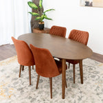 Rixos  Walnut Dining set - 4 Evette Orange Chairs | MidinMod | Houston TX | Best Furniture stores in Houston