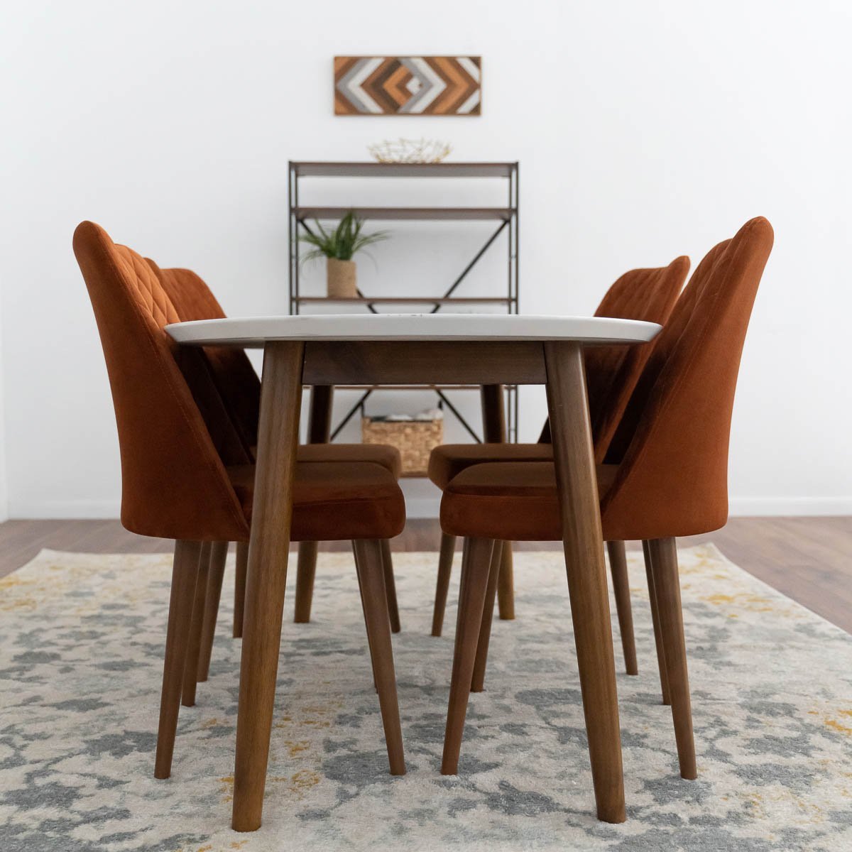 Rixos Dining Set - 4 Evette Orange Dining Chairs | MidinMod | TX | Best Furniture stores in Houston