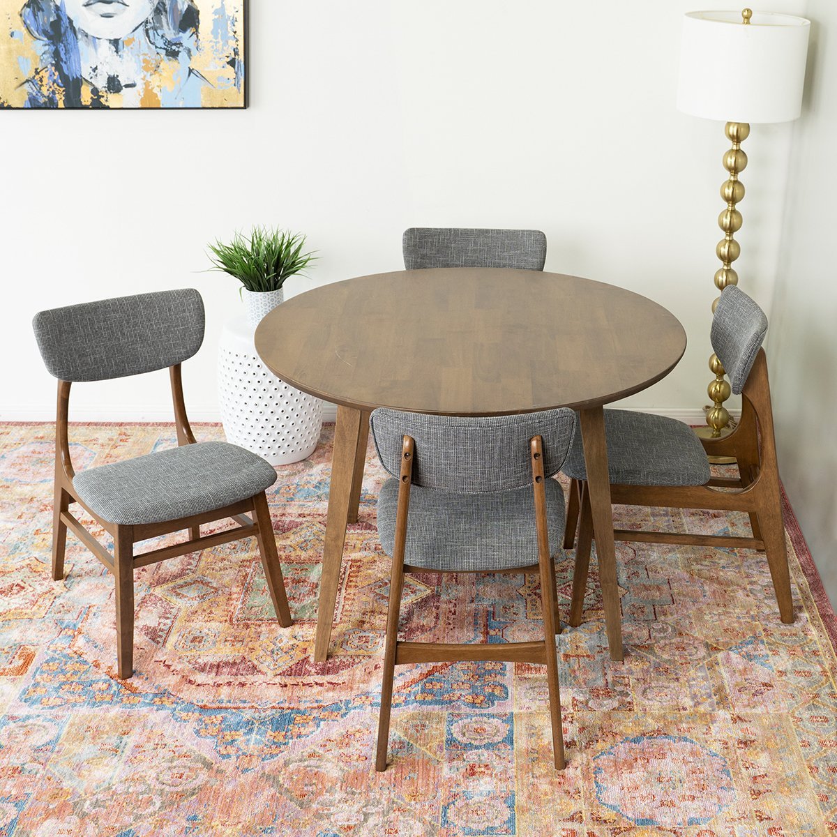 Fiona Dining set with 4 Collins Dining Chairs (Grey) - MidinMod Houston Tx Mid Century Furniture Store - Dining Tables 4