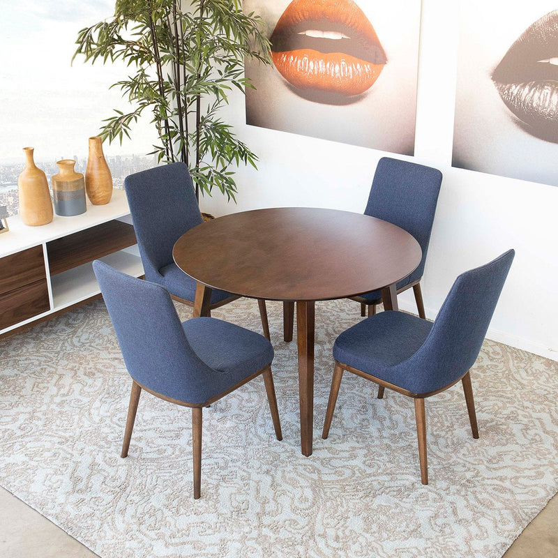 Fiona Dining set with 4 Brighton Dining Chairs (Navy Blue Fabric) | Mid in Mod | Houston TX | Best Furniture stores in Houston
