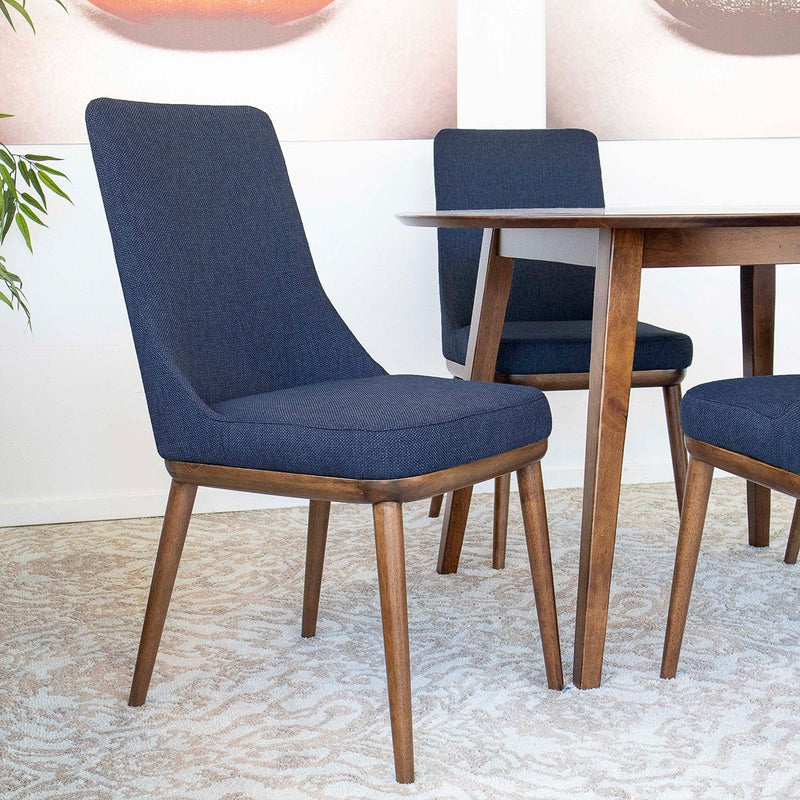 Fiona Dining set with 4 Brighton Dining Chairs (Navy Blue Fabric) | Mid in Mod | Houston TX | Best Furniture stores in Houston