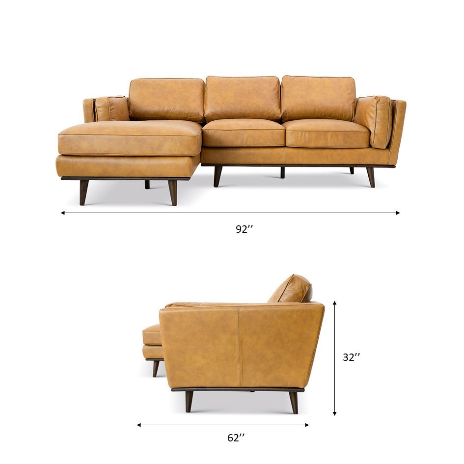 Ferre Leather Sectional Left Facing Chaise - MidinMod