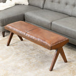 Finley Genuine Tan Leather Bench | MidinMod | Houston TX | Best Furniture stores in Houston