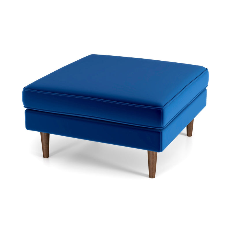 Fordham Ottoman (Blue Velvet) - MidinMod Houston Tx Mid Century Furniture Store - Ottoman 1