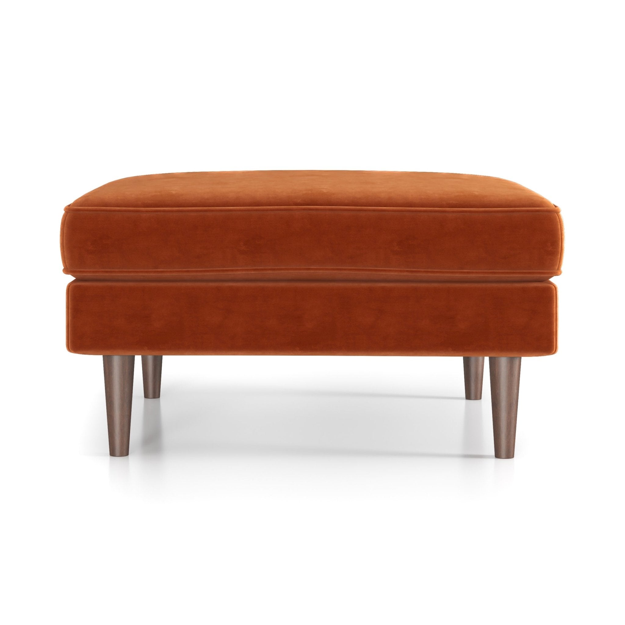 Fordham Burnt Orange Velvet Ottoman - MidinMod