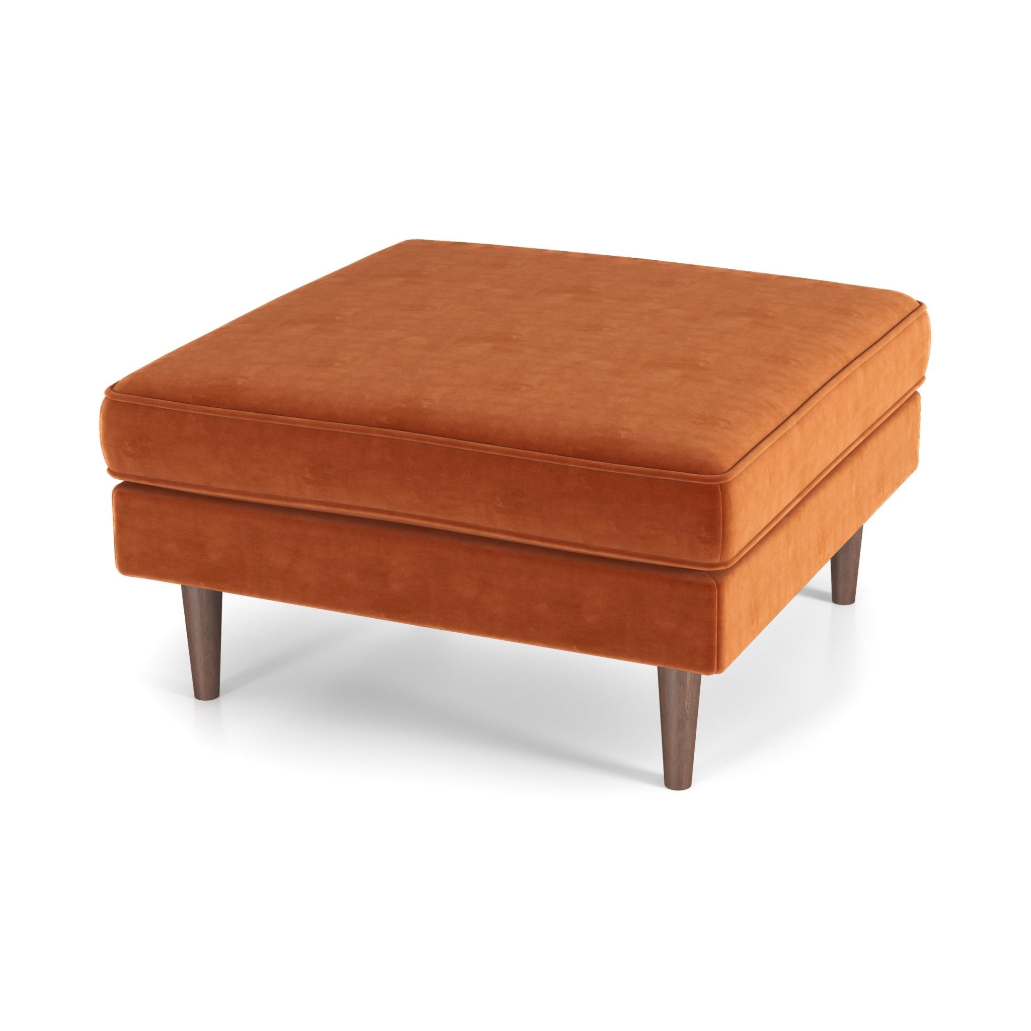 Fordham Burnt Orange Velvet Ottoman - MidinMod