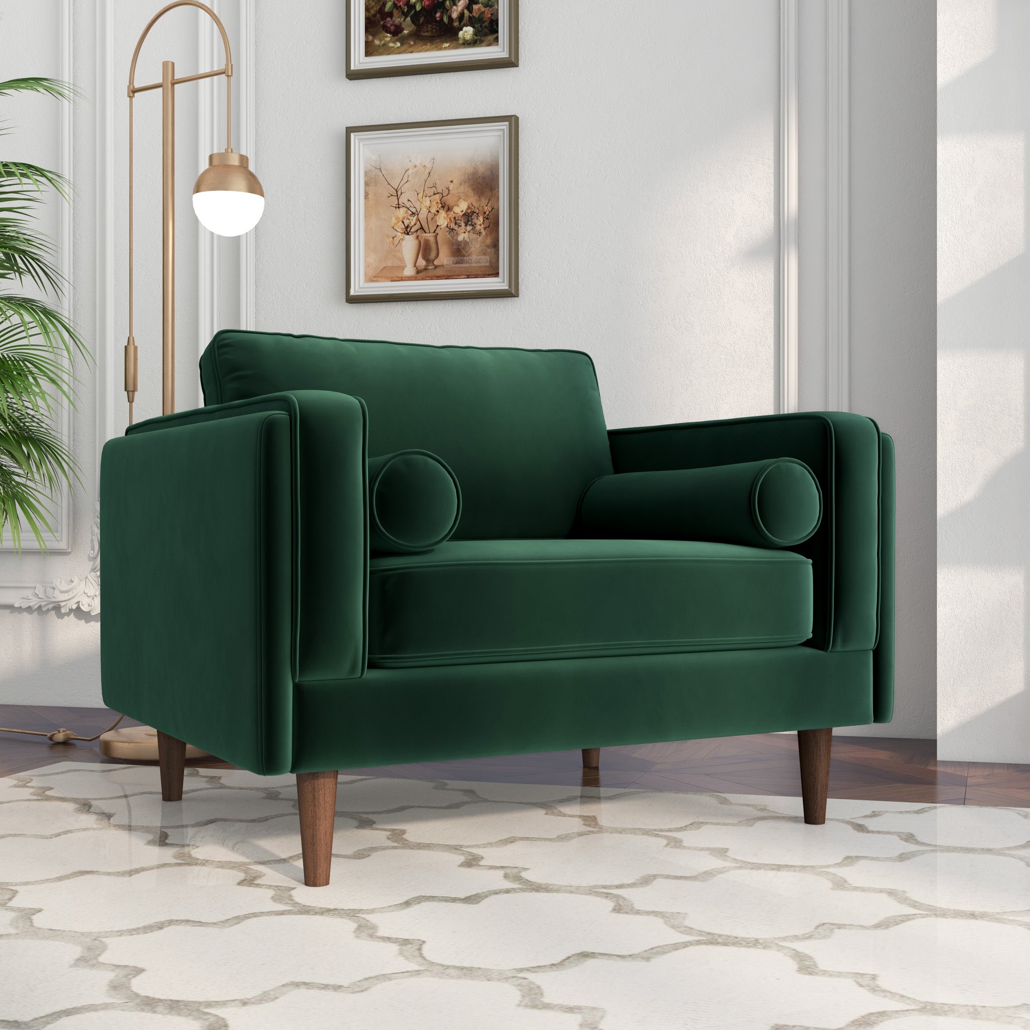 Fordham Green Velvet Lounge Chair - MidinMod