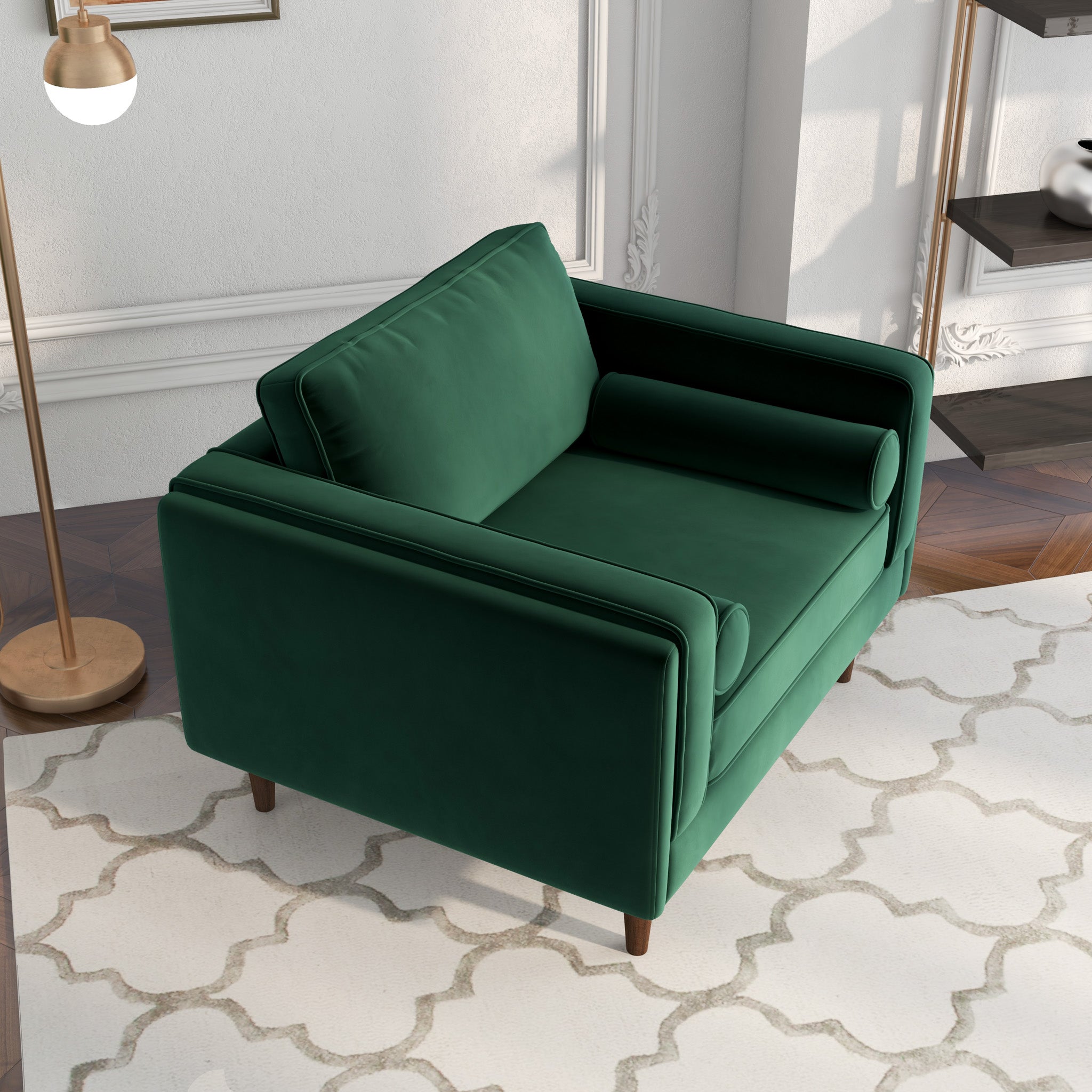 Fordham Green Velvet Lounge Chair - MidinMod