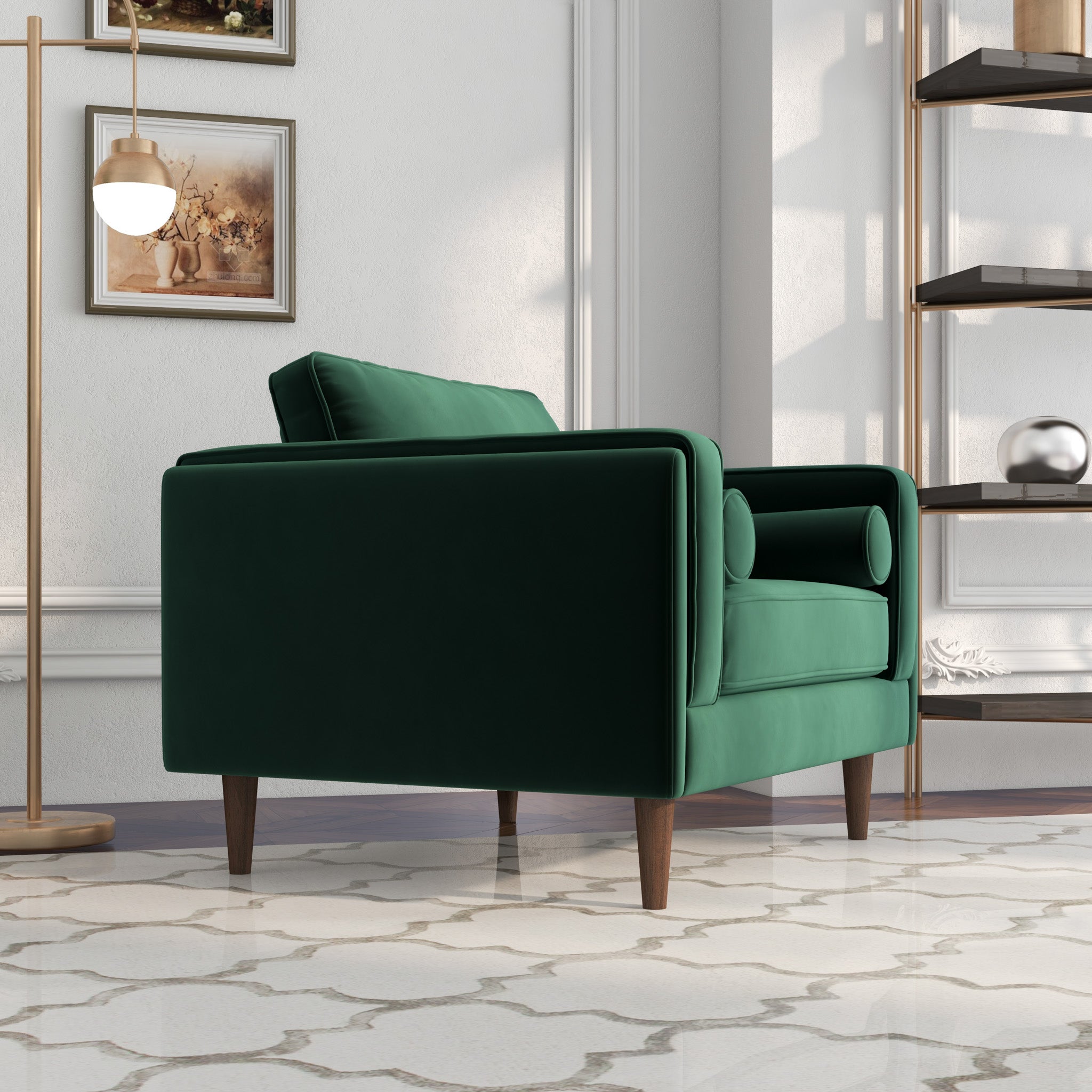 Fordham Green Velvet Lounge Chair - MidinMod