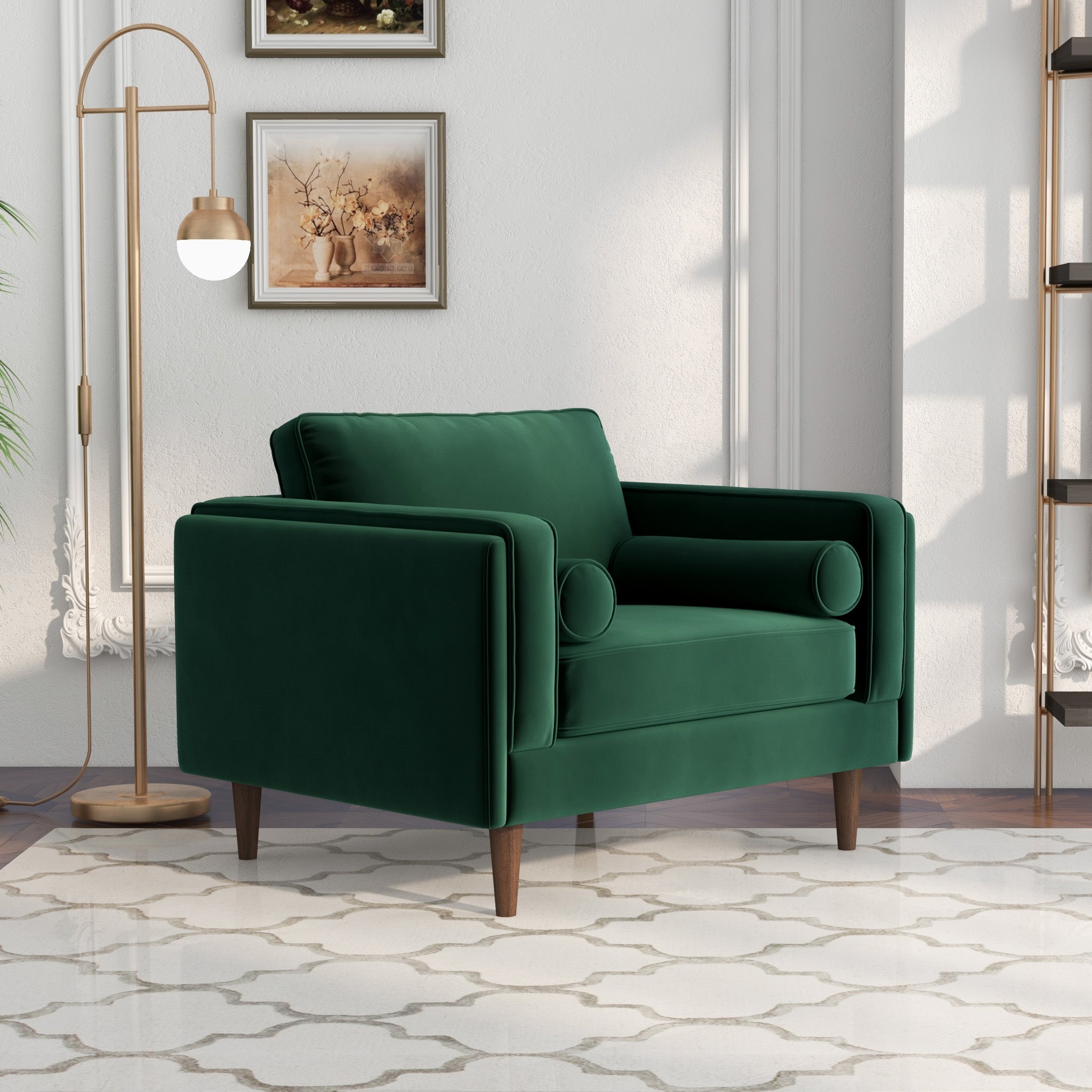 Fordham Green Velvet Lounge Chair - MidinMod