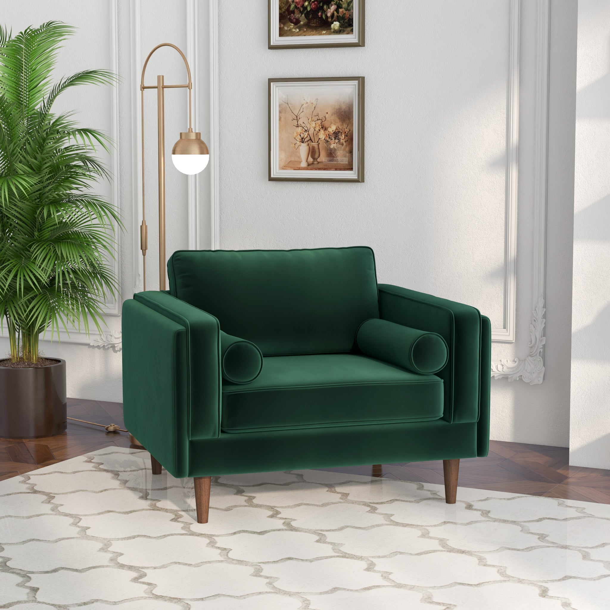 Fordham Green Velvet Lounge Chair - MidinMod