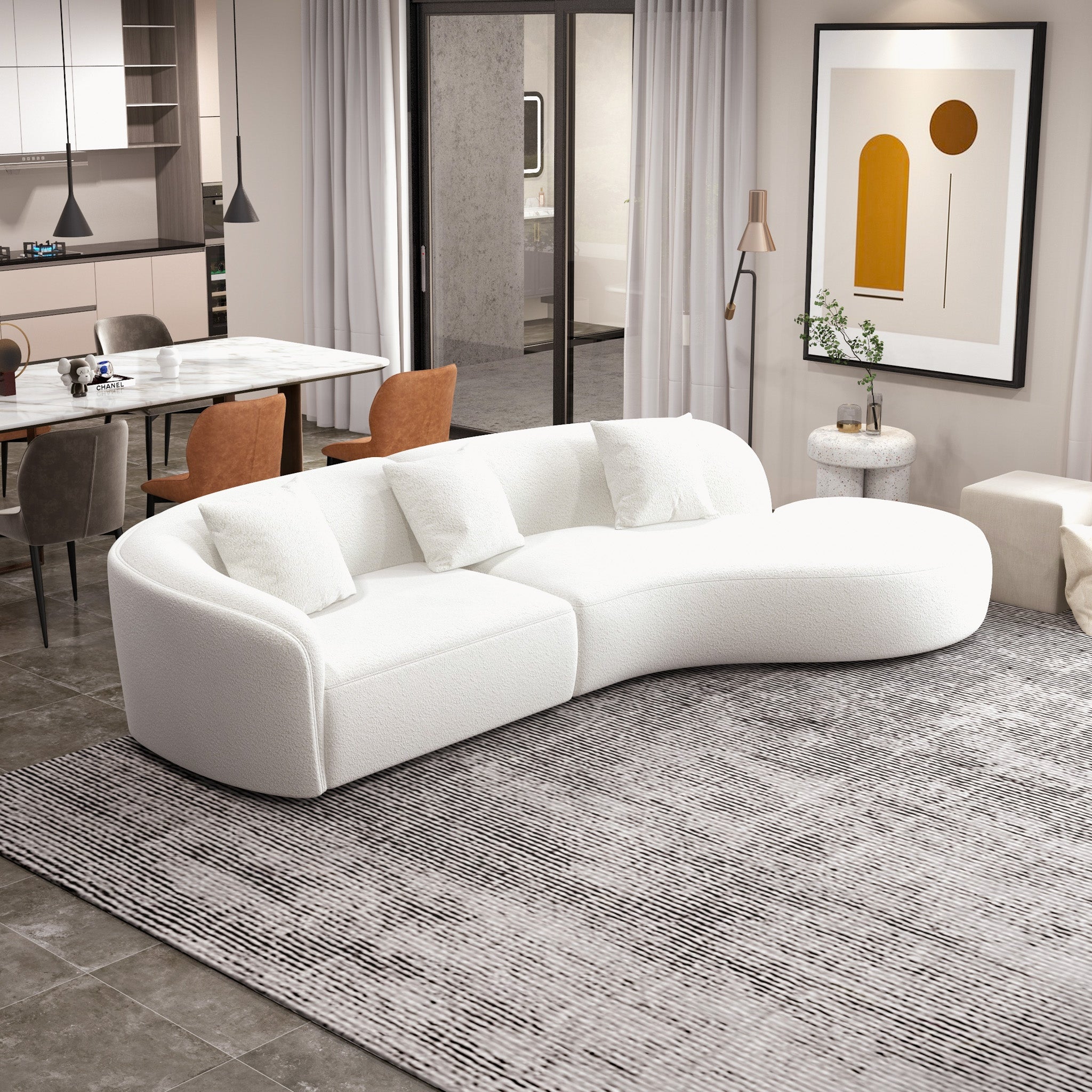 Galleria Sectional Sofa - White Boucle Couch | MidinMod | TX | Best Furniture stores in Houston