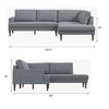 Harmony  Sectional Sofa - Tan Leather Left Chaise | MidinMod | TX | Best Furniture stores in Houston