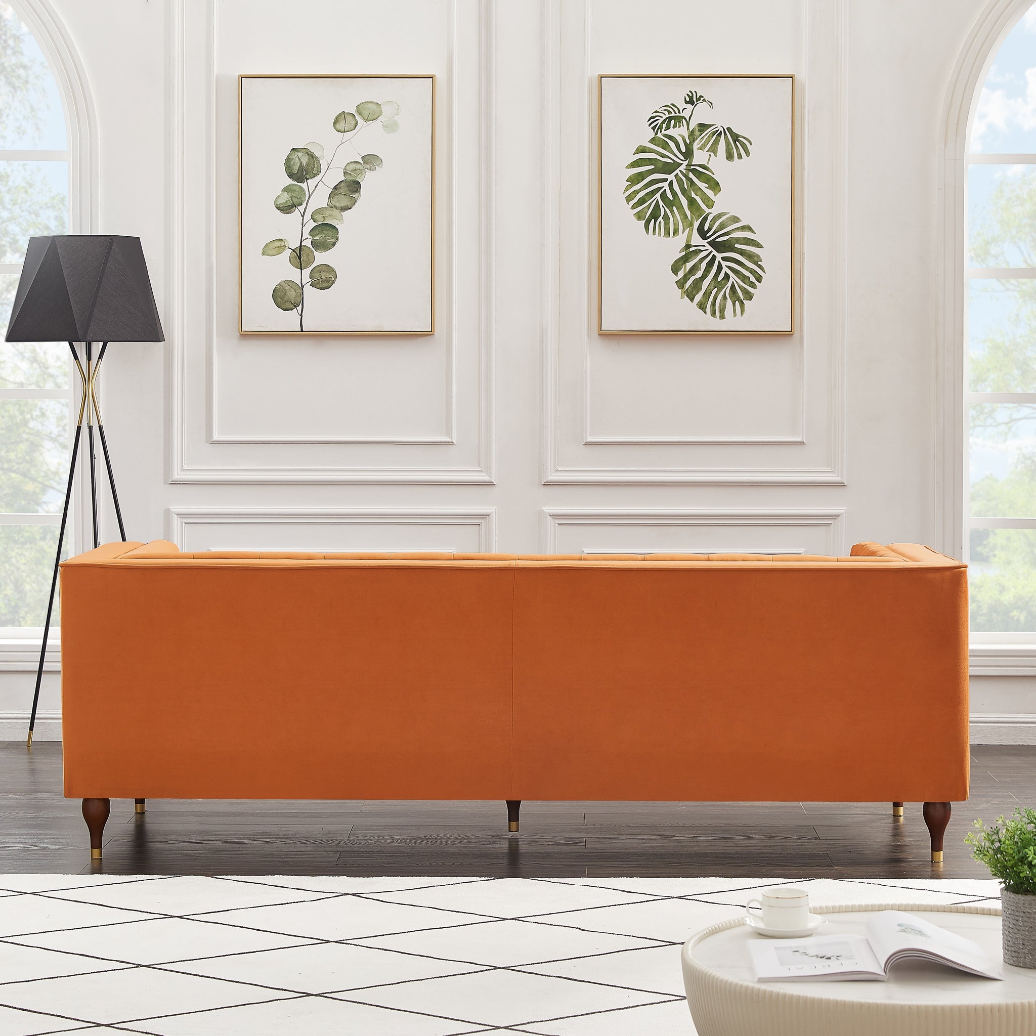 Houston Burnt Orange Velvet Modern Sofa - MidinMod