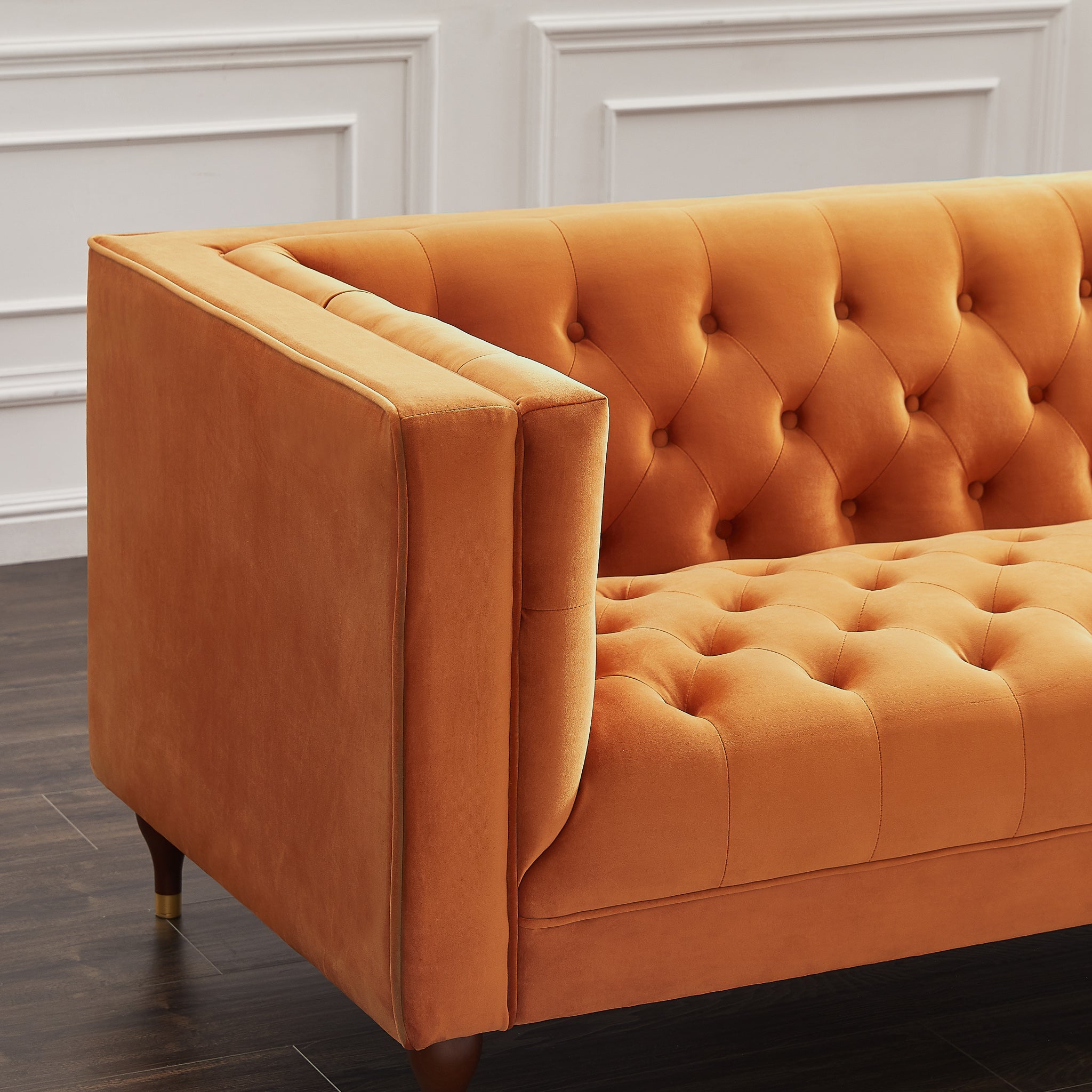 Houston Burnt Orange Velvet Modern Sofa - MidinMod