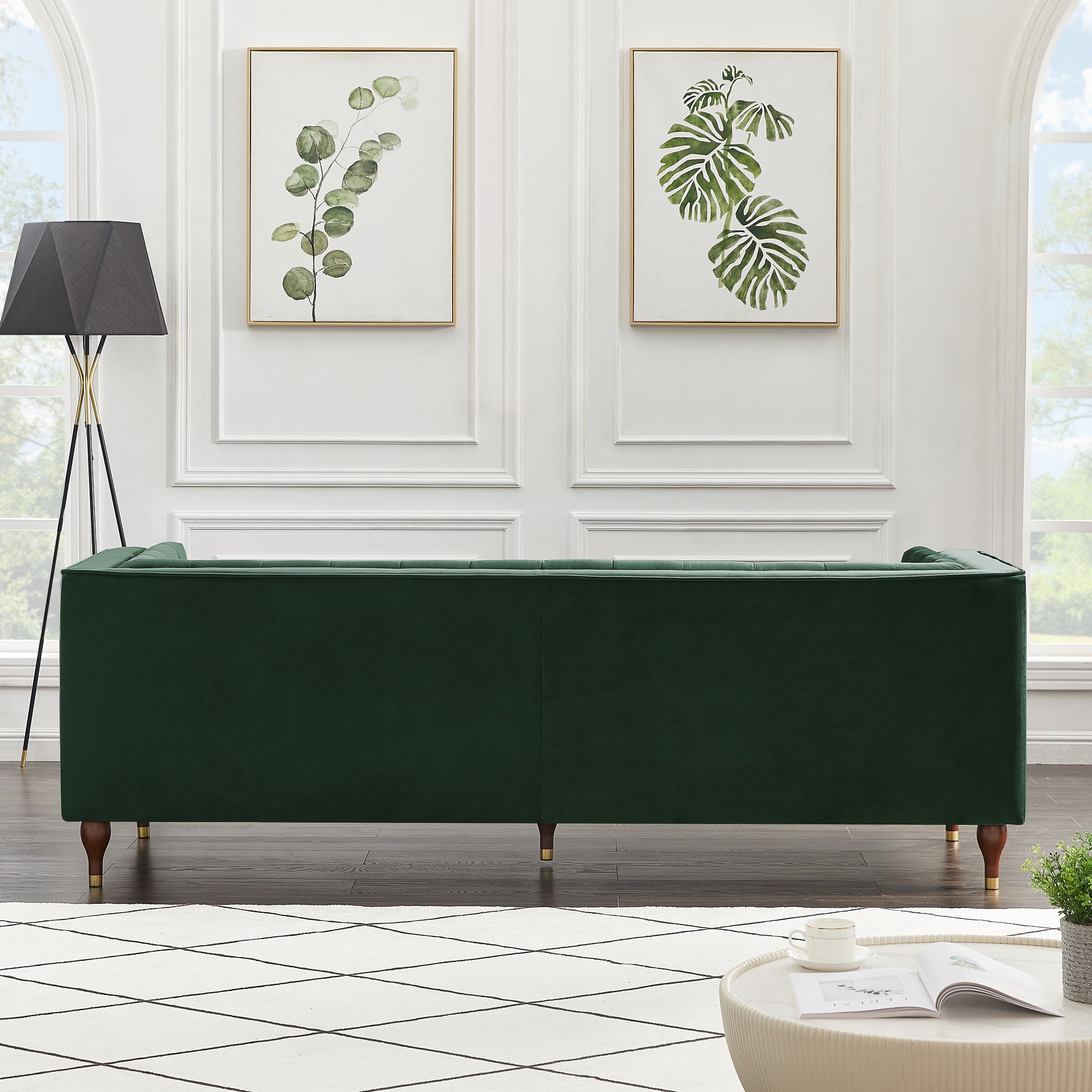 Houston Green Velvet Modern Sofa - MidinMod