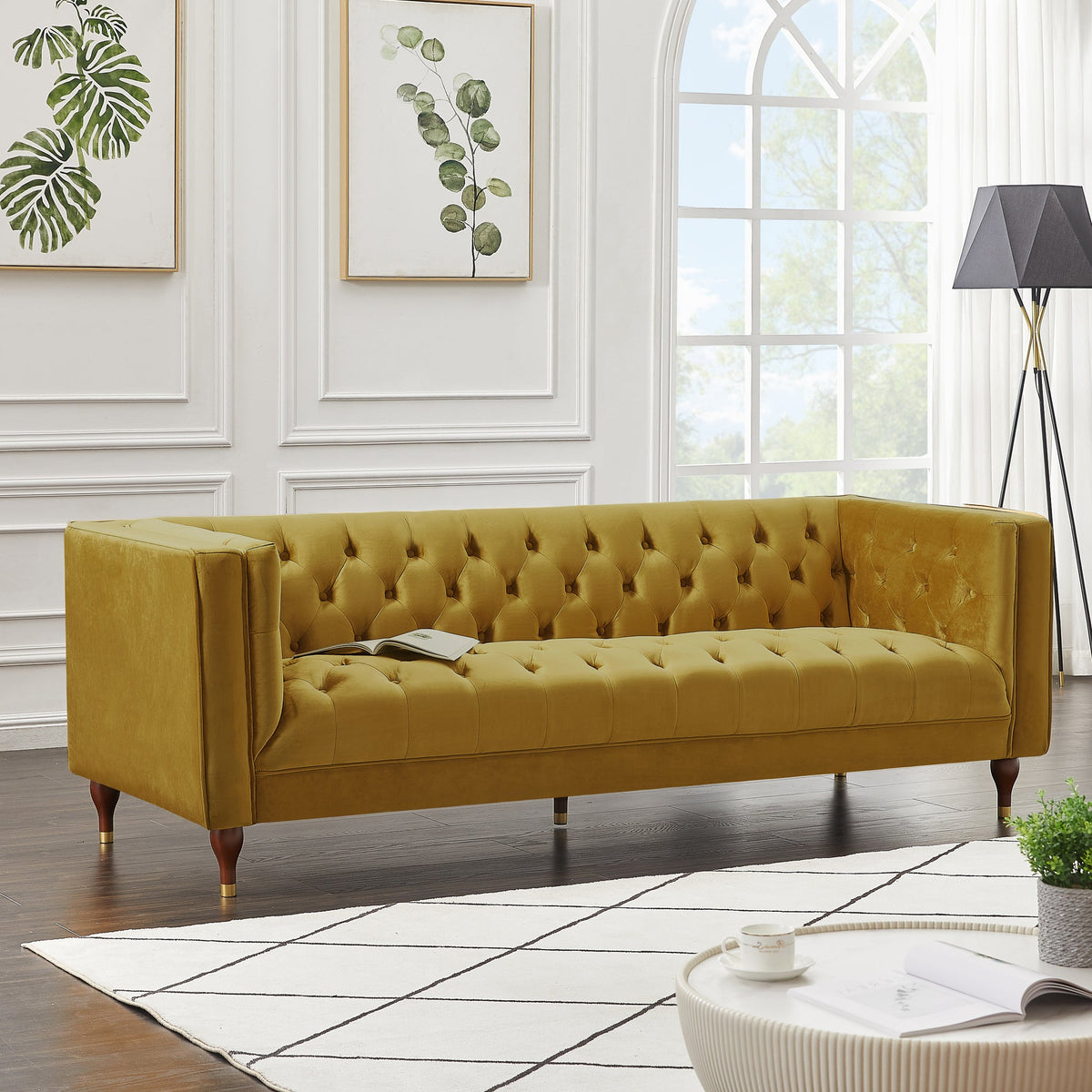 Houston Modern Sofa (Gold Yellow - Velvet) | Mid in Mod | Houston TX | Best Furniture stores in Houston