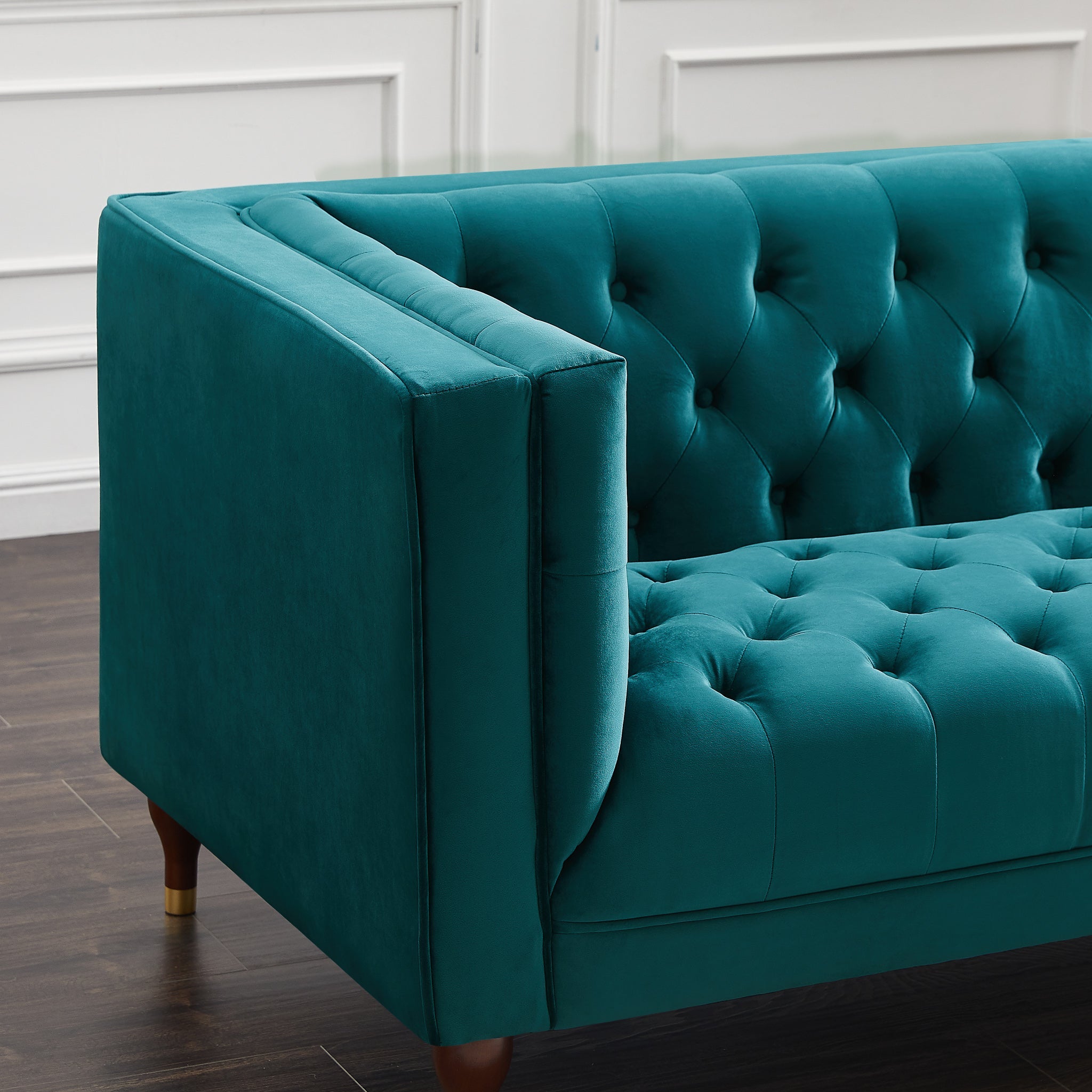 Houston Teal Velvet Modern Sofa - MidinMod