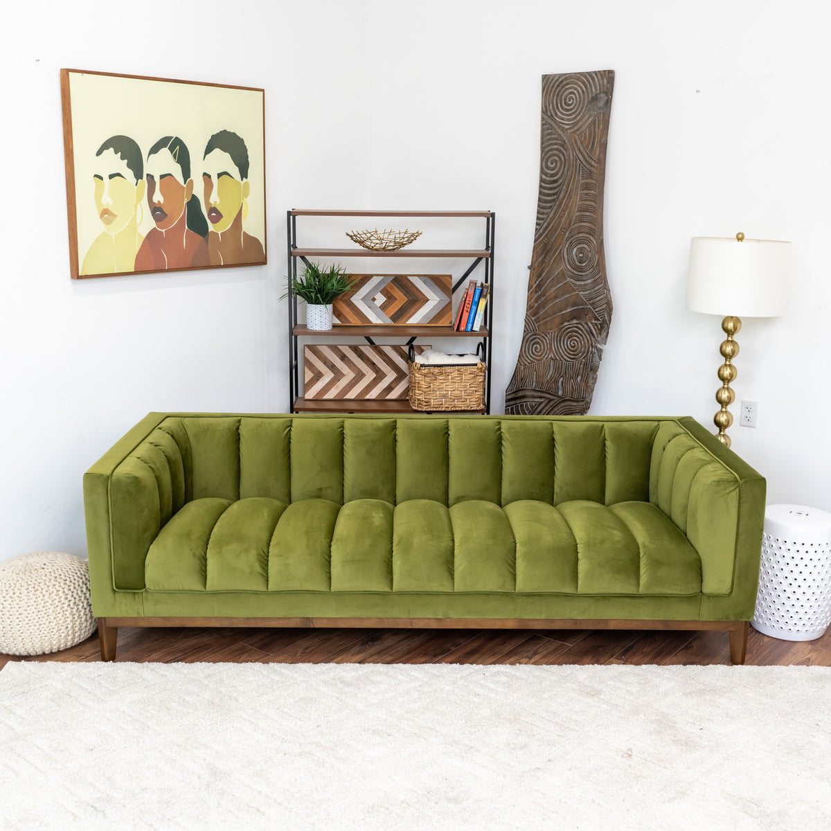 Jersey Olive Green Velvet Sofa