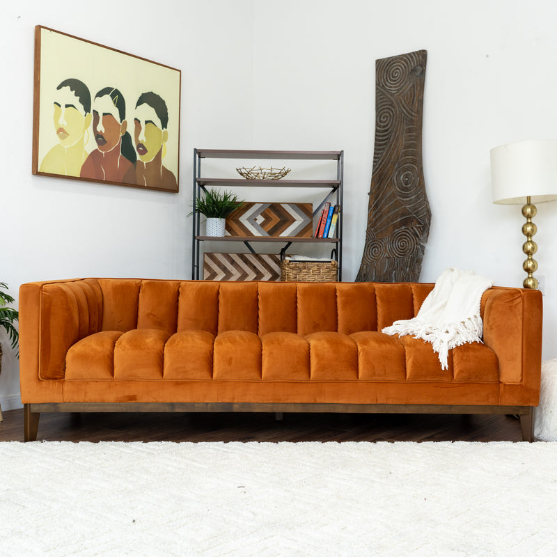 Jersey Orange Velvet Sofa