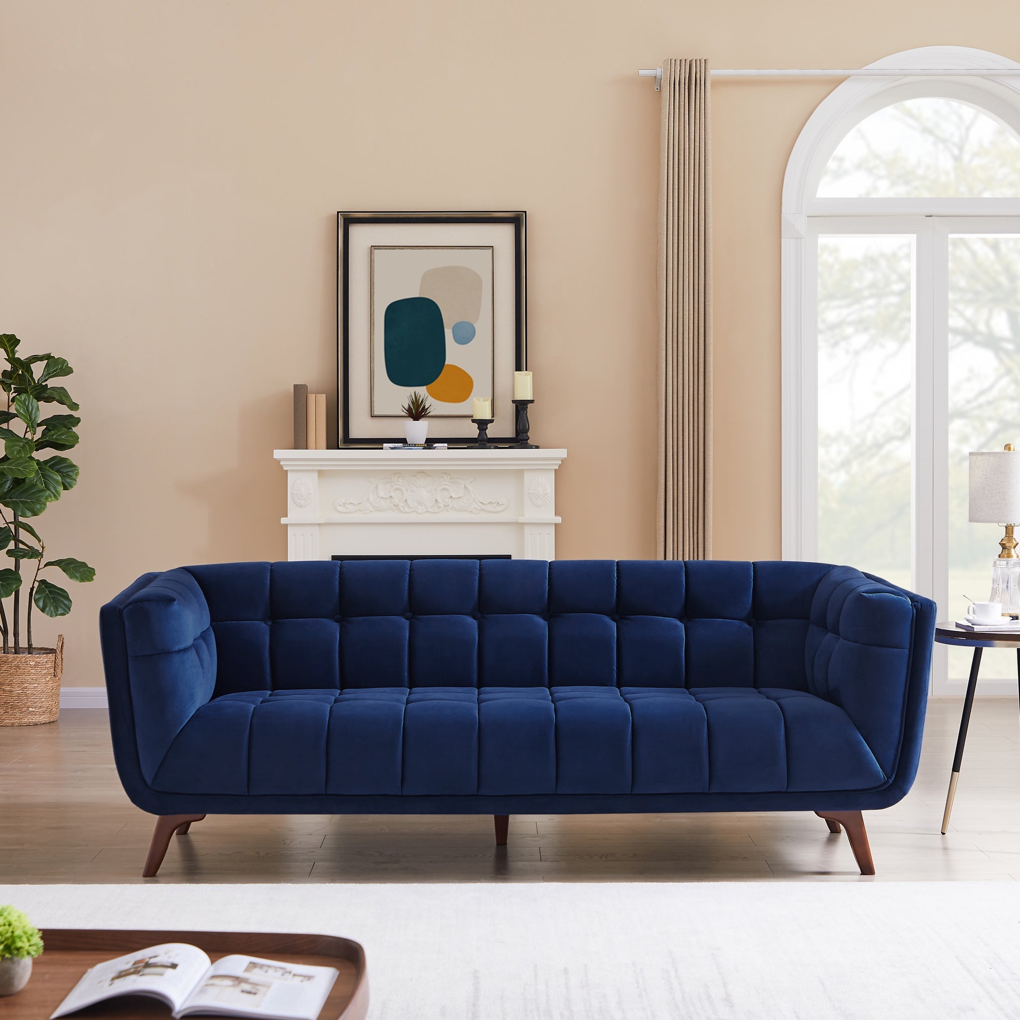 Navy blue modern deals sofa