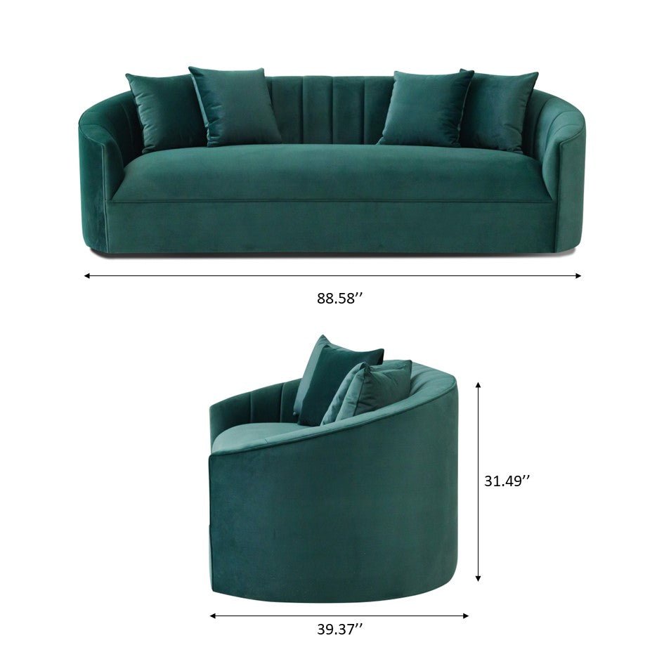 Kent Green Velvet Sofa - MidinMod