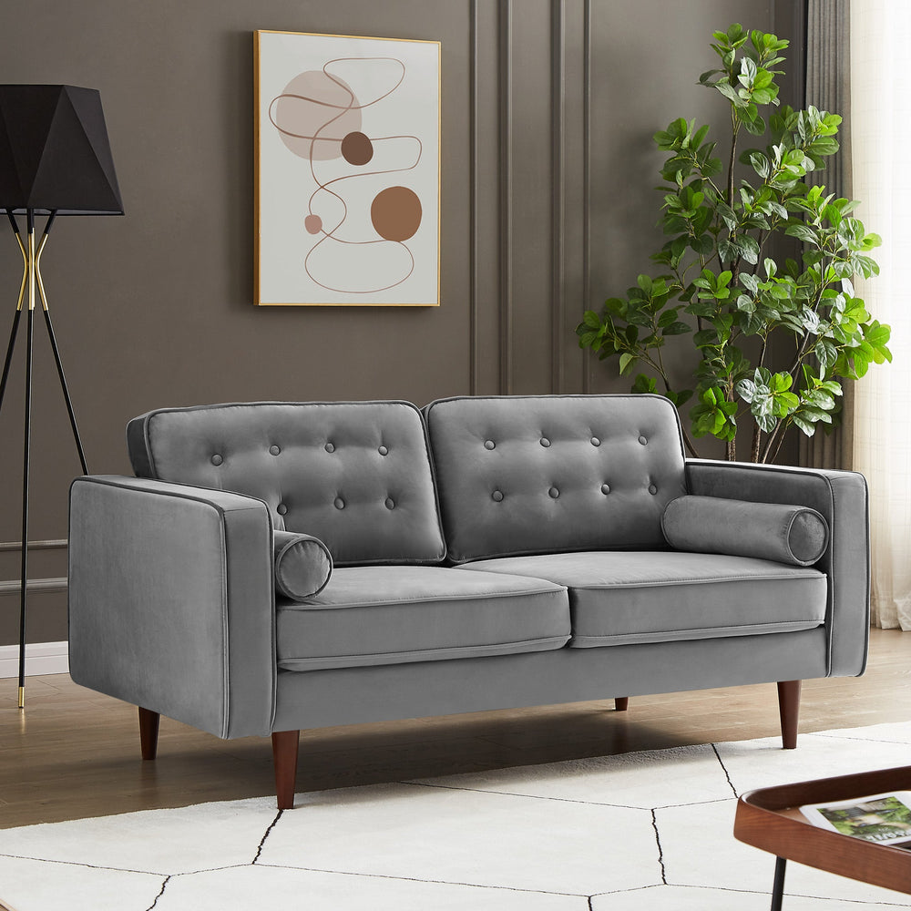 Kirby Grey Velvet Loveseat Sofa | MidinMod | Houston TX