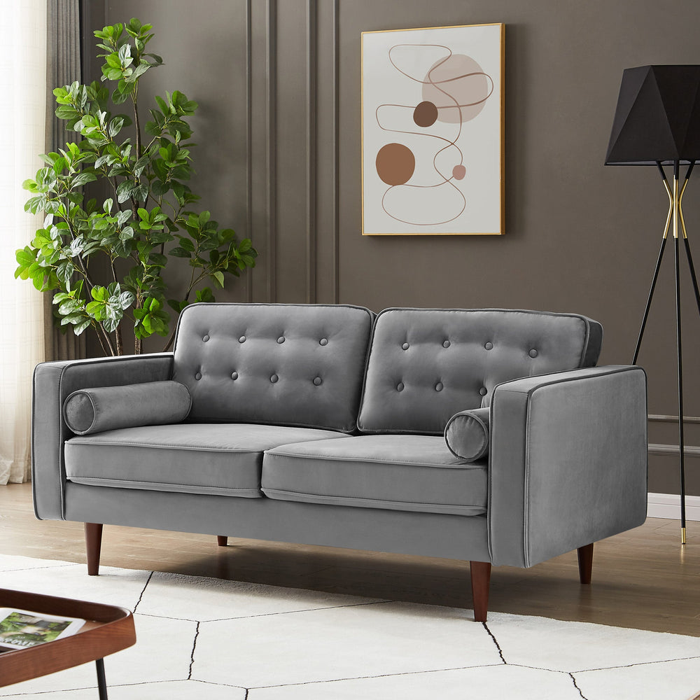 Kirby Grey Velvet Loveseat Sofa | MidinMod | Houston TX