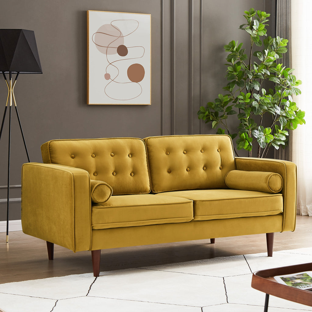 Kirby Gold Velvet Loveseat | MidinMod | Houston TX