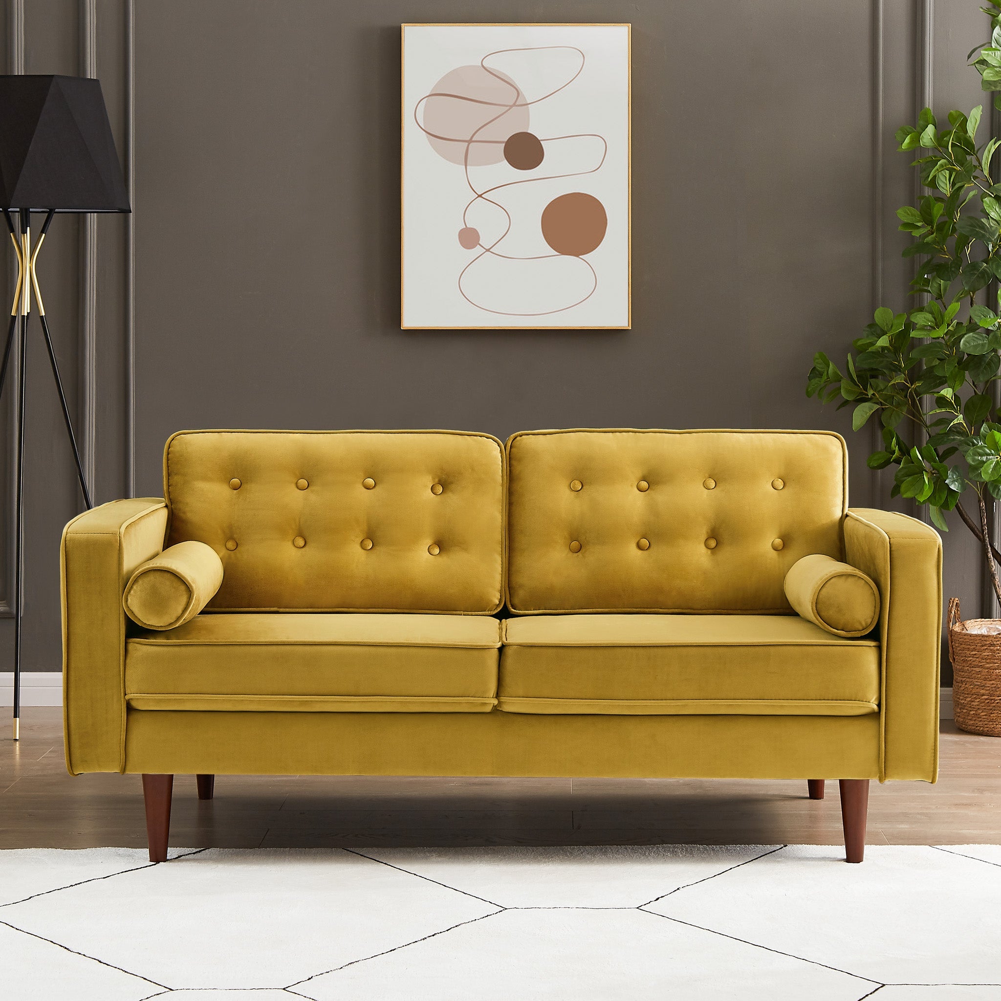 Kirby Gold Velvet Loveseat - MidinMod