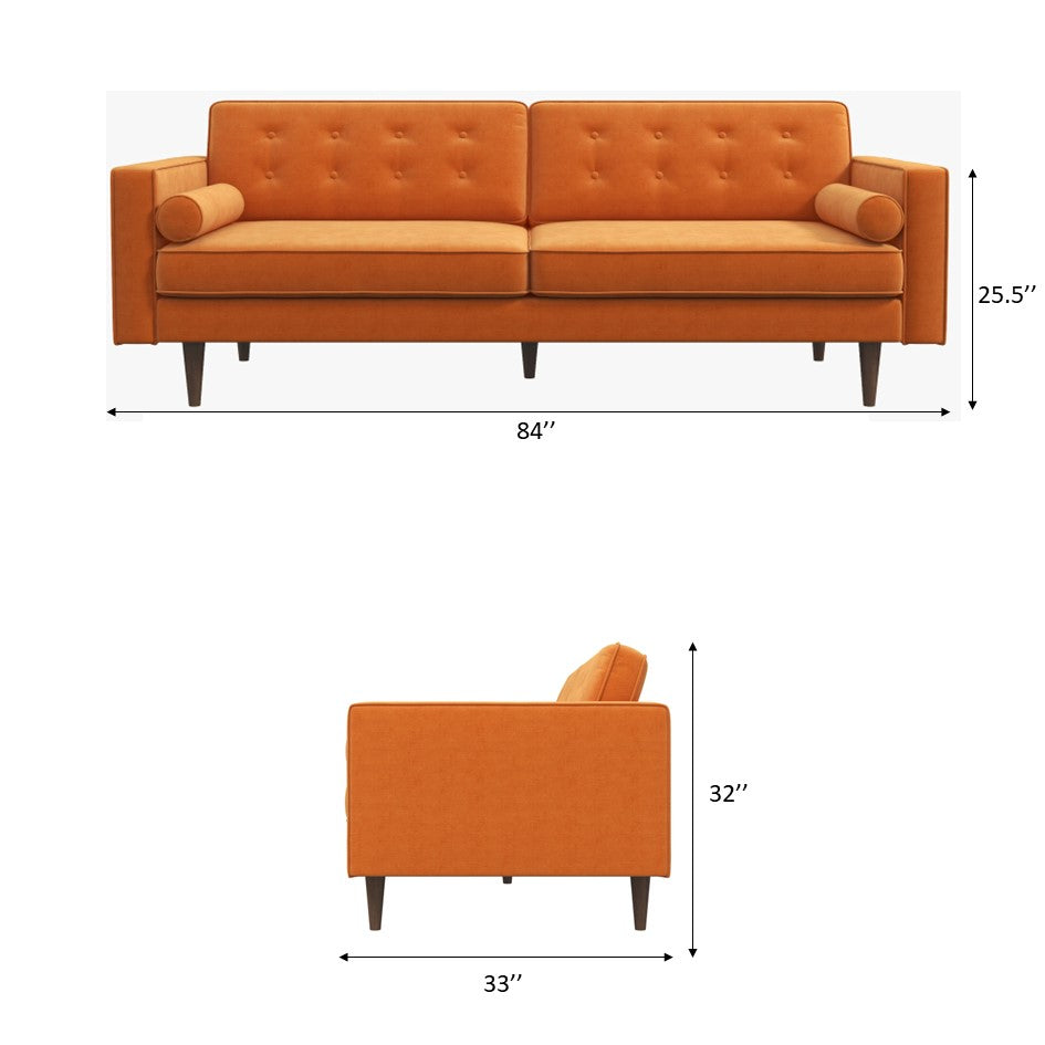 Kirby Burnt Orange Velvet Sofa - MidinMod