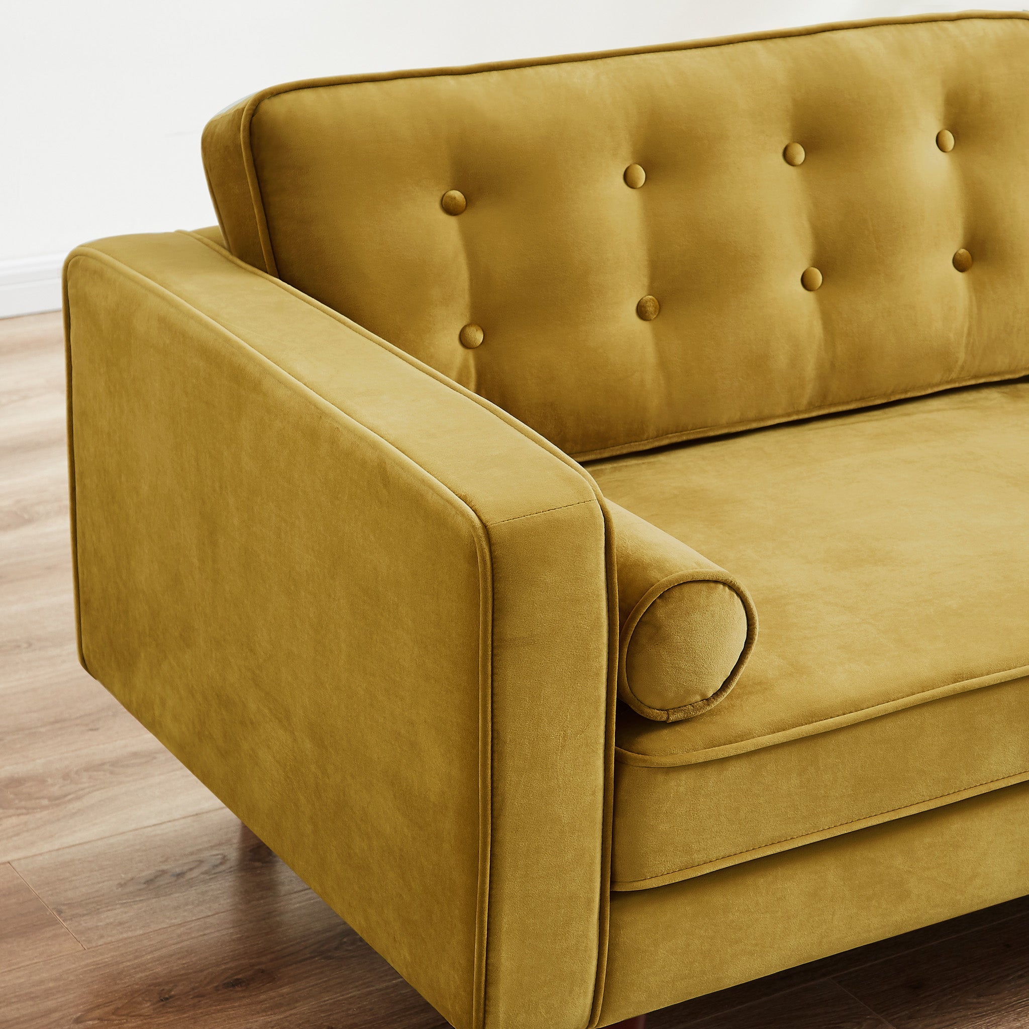 Kirby Gold Velvet Loveseat - MidinMod