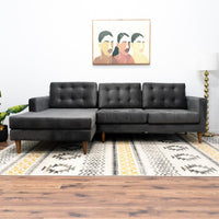 West Dark Grey Velvet L shape Left Sectional Sofa Houston | Best Furniture stores in Houston