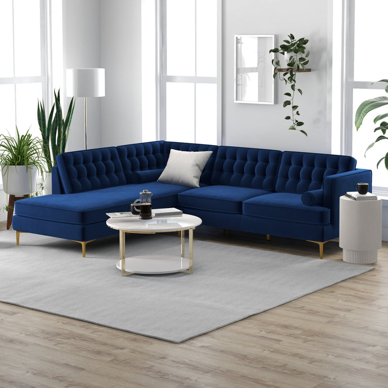 Caleb Mid Century Modern Luxury Furniture Style  Left-Facing Sectional Couch in Navy Blue | MidinMod | TX | Best Furniture stores in Houston