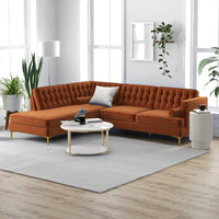Caleb Sectional Sofa (Burnt Orange Velvet) Left Chaise | Mid in Mod | Houston TX | Best Furniture stores in Houston