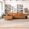 Daphne Leather L Shape Corner Couch - Tan Left Chaise | MidinMod | TX | Best Furniture stores in Houston