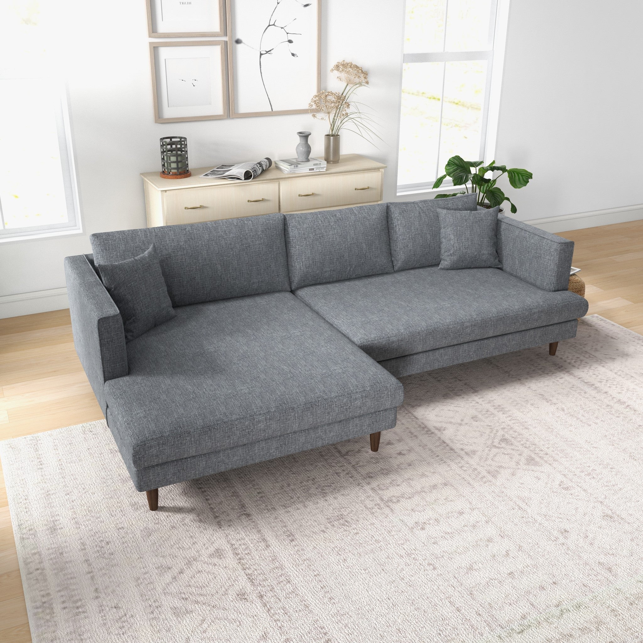 Delano Sectional Sofa (Grey Linen - Left Facing Chaise)