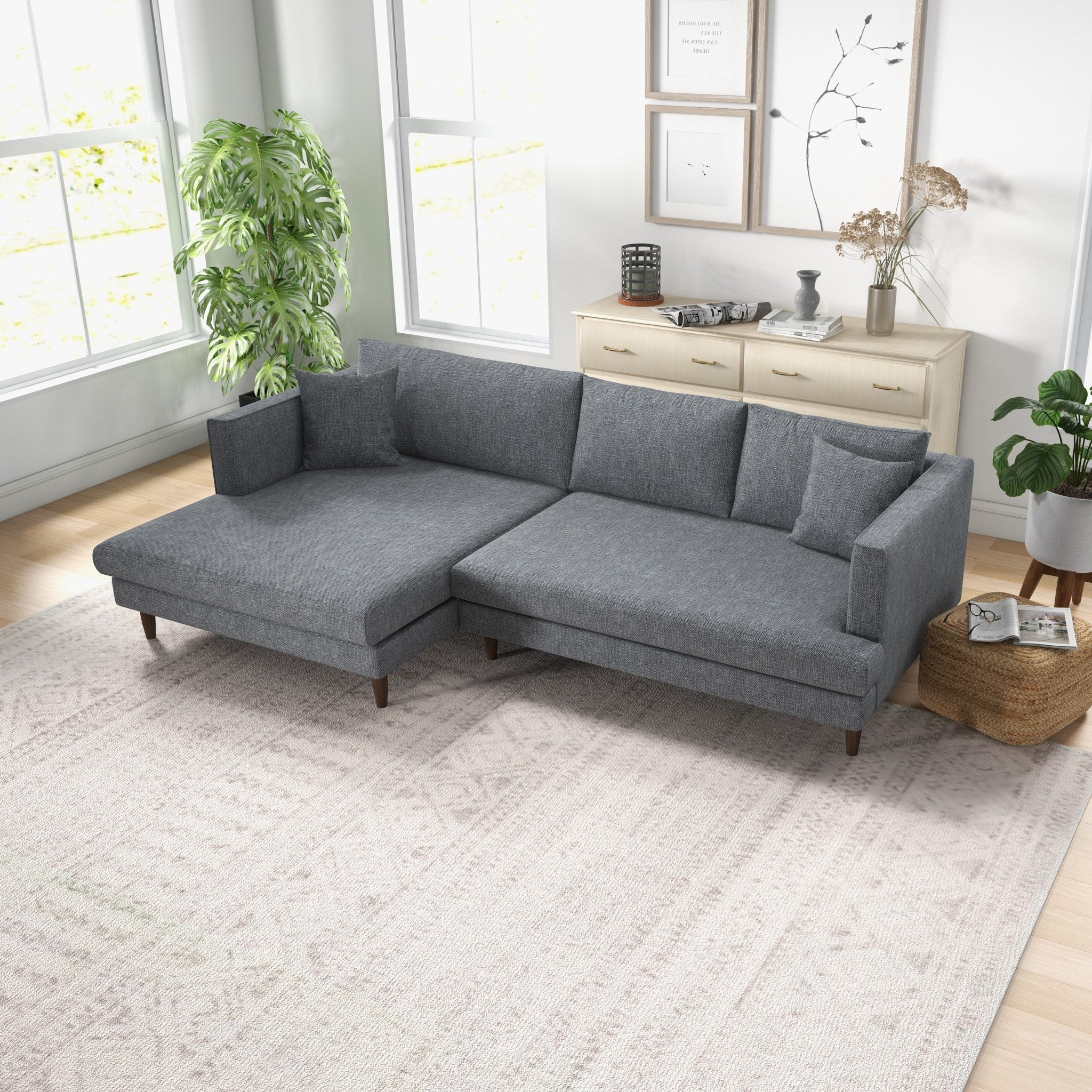 Delano Sectional Sofa - Grey Linen Left Chaise | MidinMod | Houston | Best Furniture stores in Houston