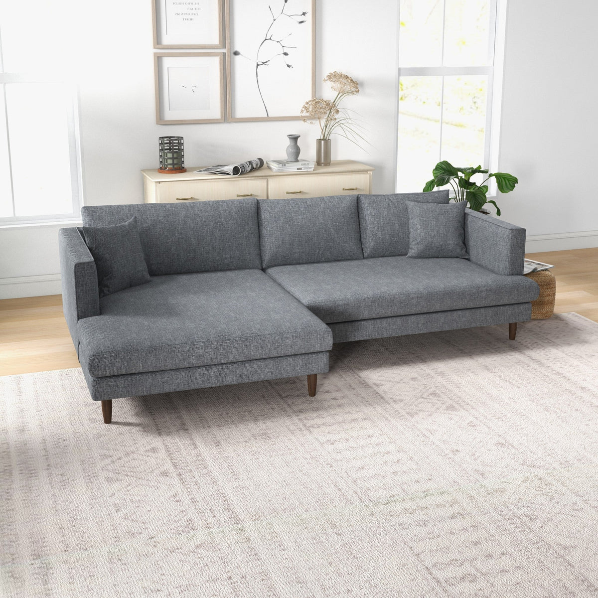 Delano Sectional Sofa - Grey Linen Left Chaise | MidinMod | Houston | Best Furniture stores in Houston